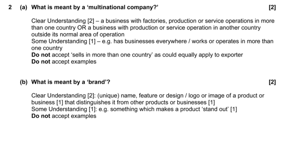 ECR Paper 1 Business Studies 0450